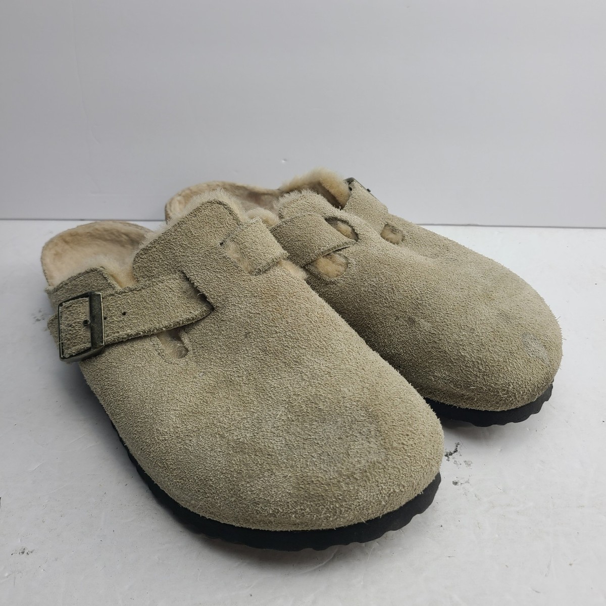 Birkenstock Boston Shearling Lined Clogs Taupe Suede EU Size  display picture 1