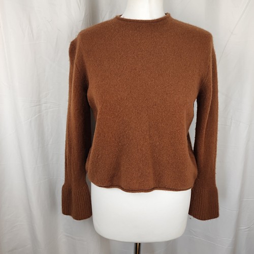 Jigsaw Womens Jumper Sweater Brown Cashmere Size Large Mini Flare Sleeve Hem
