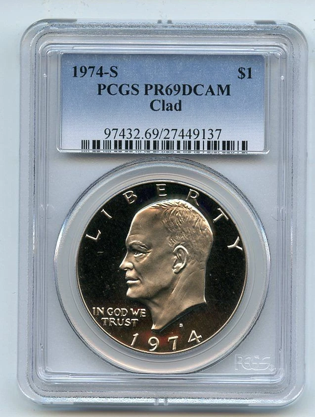 【博物館級】PCGS PR69DCAM 1974-F 独50Pf POP1 25+ PCGS Certified PR 69 Graded 1974 Eisenhower Dollars (1971-1978