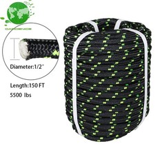150FT Double Braid Polyester Rope Rigging Rope 1/2" 5500lbs Breaking Strength