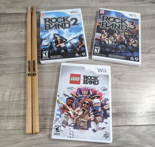 Rock Band 2 - 3 - lego  (Nintendo Wii, 2010) Complete CIB with Manual Tested