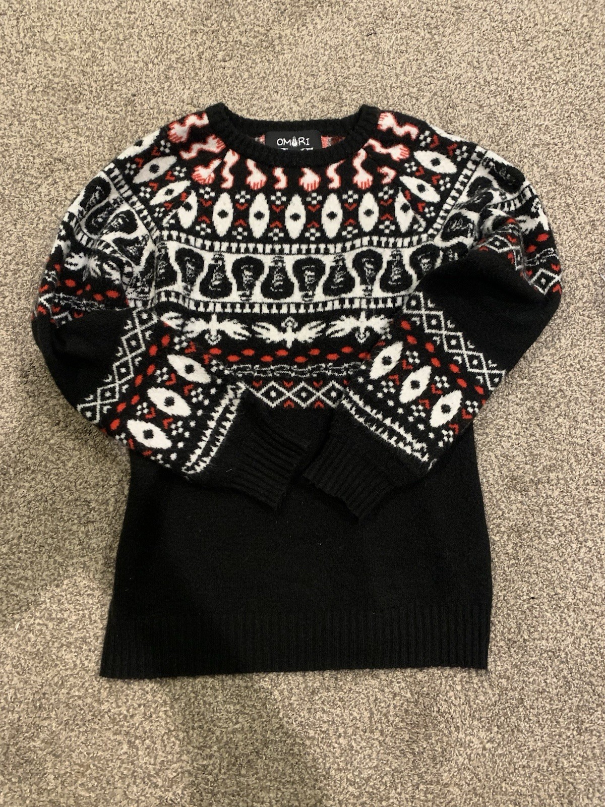 OMORI Geometric Patterned Knit Pullover Sweater B… - image 1