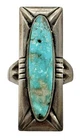 Vintage Navajo Sterling Silver Etched Blue Turquoise Ring Size 6.50