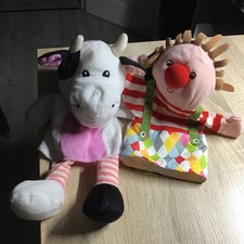 Handpuppe Kuh Sunkid Ca. 33  cm und Handpuppe Clown Ikea  ca. 25  cm  (2 Stück)