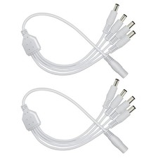2pack 1 To 4 Way Dc Power Splitter Cable Plug 5.5mm X 2.1mm For Cctv Camera Led