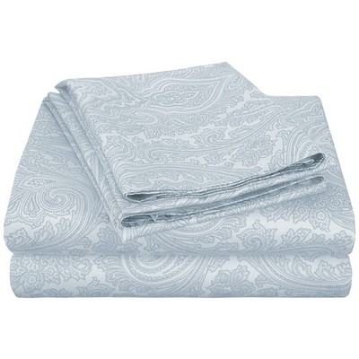 SUPERIOR Cotton Blend Soft, 2-Piece Twin Duvet Cover Set, Paisley, Twin, Blue