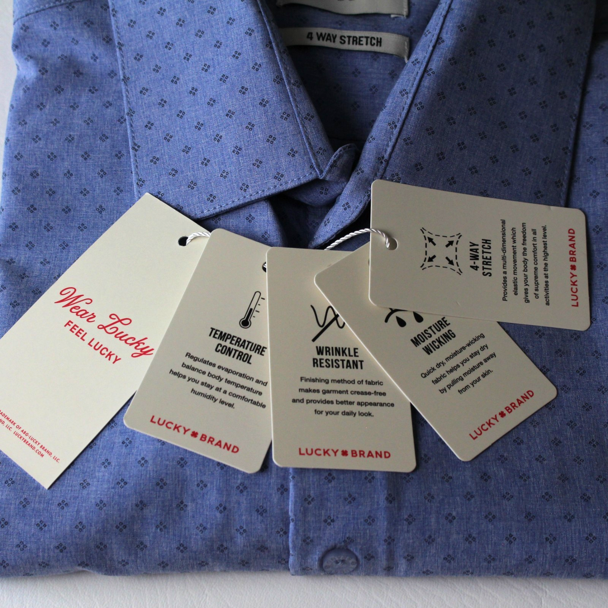 lucky brand slim fit stretch dress shirt Lucky Brand Men's Printed Stretch Slim Fit Dress Shirt - S 32/33