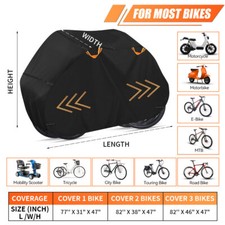Funda Exterior Para 2 Bicicletas: 210D Poliéster Impermeable Y Anti-UV, Con Candado Y Bandas Reflectantes