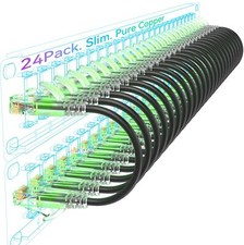 Cat6a Patch Cables Slim 1ft 24 Pack , Flexible Cat6 Ethernet Patch Cable 10G...