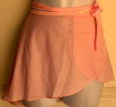 LEO S GK DANCE BALLET CLASSIC CREPE WRAP SKIRT TIE GIRLS ONE SIZE PINK Sz OS