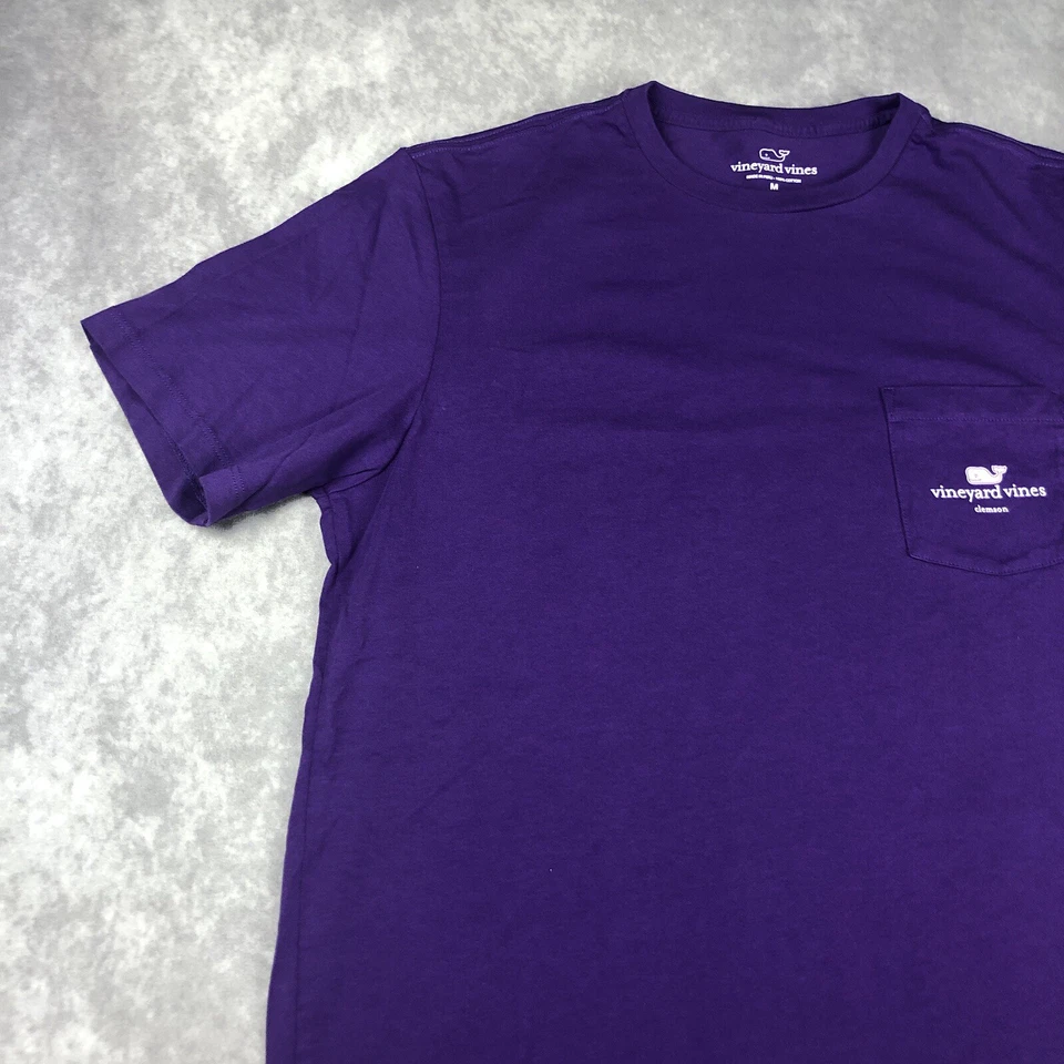 Camiseta Vineyard Vines Para Hombres M Púrpura Logo de Ballena Manga Corta Clemson Camiseta Adulto Foto 3 de 4
