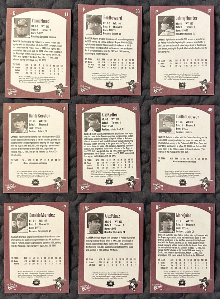 2003 MultiAd Portland Beavers Set choose player from dropdown - Image 4 of 4