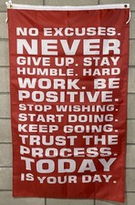 Gym Motivation Flag FREE SHIP Never Give Up Be Positive Lifting Garage USA 3x5  
