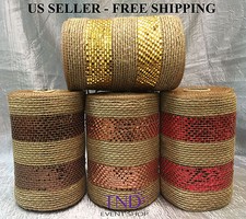 6  x 10 YARDS METALLIC BURLAP DECO MESH WRAP ROLL SPOOL FLORAL MESH WRAP WREATH