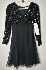 NWT Vtg Niteline Dress Della Roufogali Sequin Beaded Size 4 Little Black Dress
