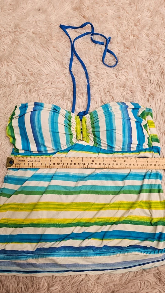 Camiseta tankini a rayas de nailon multicolor para mujer La Blanca by Rod Beattie talla 10 Foto 2 de 4