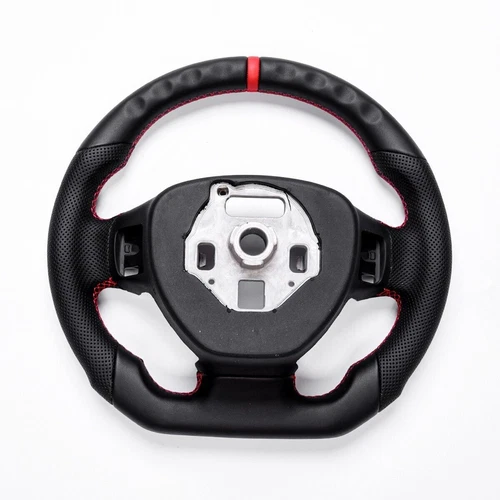 Vollleder flach Sport Lenkrad Fit Chevrolet Corvette C7 ZR1 2014-2019 Rote Nähte - Bild 8 von 17