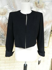 NWT KASPER ELEGANT BLACK L/S SZ 6 LINED TOPPER JACKET OPEN FRONT ROLL UP CUFFS