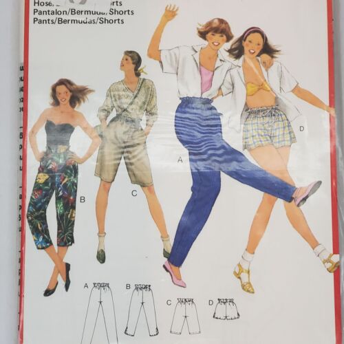 Vintage 80s Burda Easy Pattern 8454 Casual Beach Pants Shorts Size M L Uncut - Picture 1 of 2