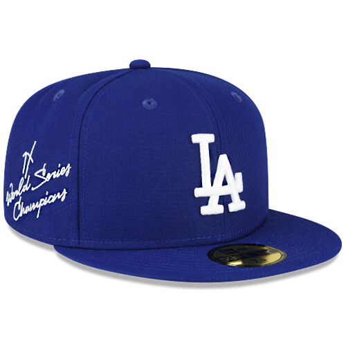 New Era L.A Dodgers Fitted Hat MLB 7X World Champion Patch New Era L.A Dodgers Fitted Hat MLB 7X World Champion Patch