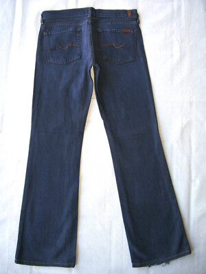 7 for all Mankind Womens Bootcut jeans Sz 28 Dark Blue+Stretch USA made L30.25