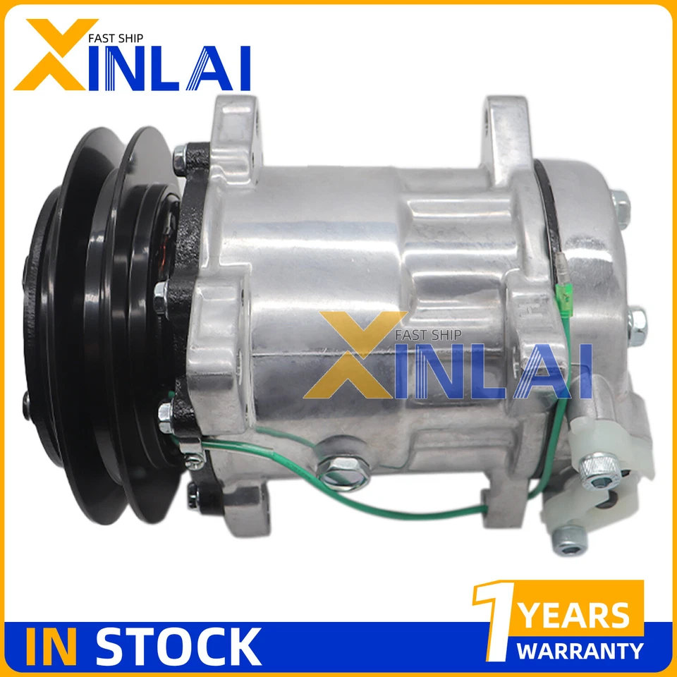 Compresor de aire acondicionado SD7H15 con embrague compatible con Mitsubishi Kobelco Kato Komatus Fuso 12V Foto 2 de 4
