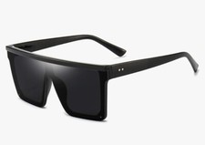 Dollger Square Oversized Sunglasses for Women Men Fashion Flat Top Big Black...
