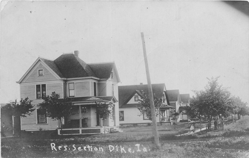 1907 Dike Iowa Grundy County Residence Section Postcard 3656 RPPC real