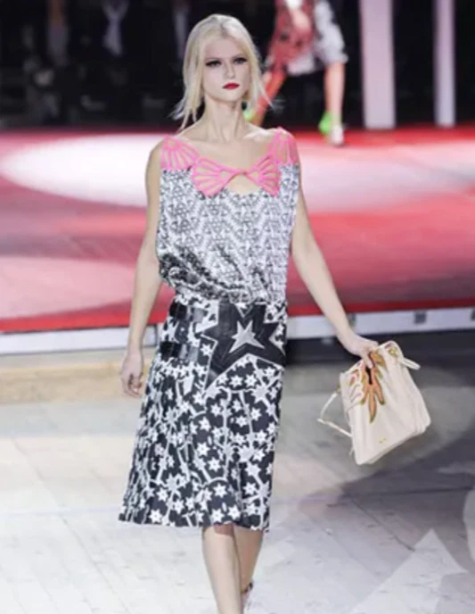 Miu Miu — Miu Miu Print Pink Leather 2011 Runway Camisole Tank Top Blouse 38 = XS S 0/2/4