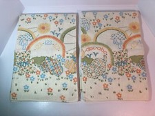 Sears Vintage Baby Receiving Blankets 2 Yellow Blue Orange Flowers ABC 123
