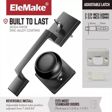 Front Exterior Door Handle Set With Knob No Lock Reversible Lever Matte Black US