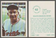 RALPH ROWE - 1975 SSPC # 603 - MINNESOTA TWINS COACH - 45 YEAR OLD BEAUTY!