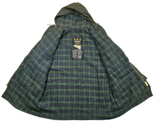 *HOT VTG Men's BARBOUR @ A5 DURHAM PARKA HOODED LINED OLIVE WAXED Jacket C42 M-L - Picture 15 of 19