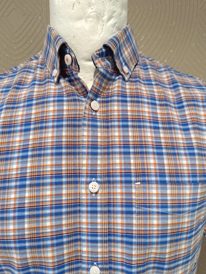 Blue Harbour Relaxed Fit Blue & Red Check Short Sleeve Shirt - Men's Size Small - Image 3 of 4