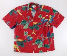 Paradise Found Magnum PI Hawaiian Shirt Button Up Red Parrots Mens XL