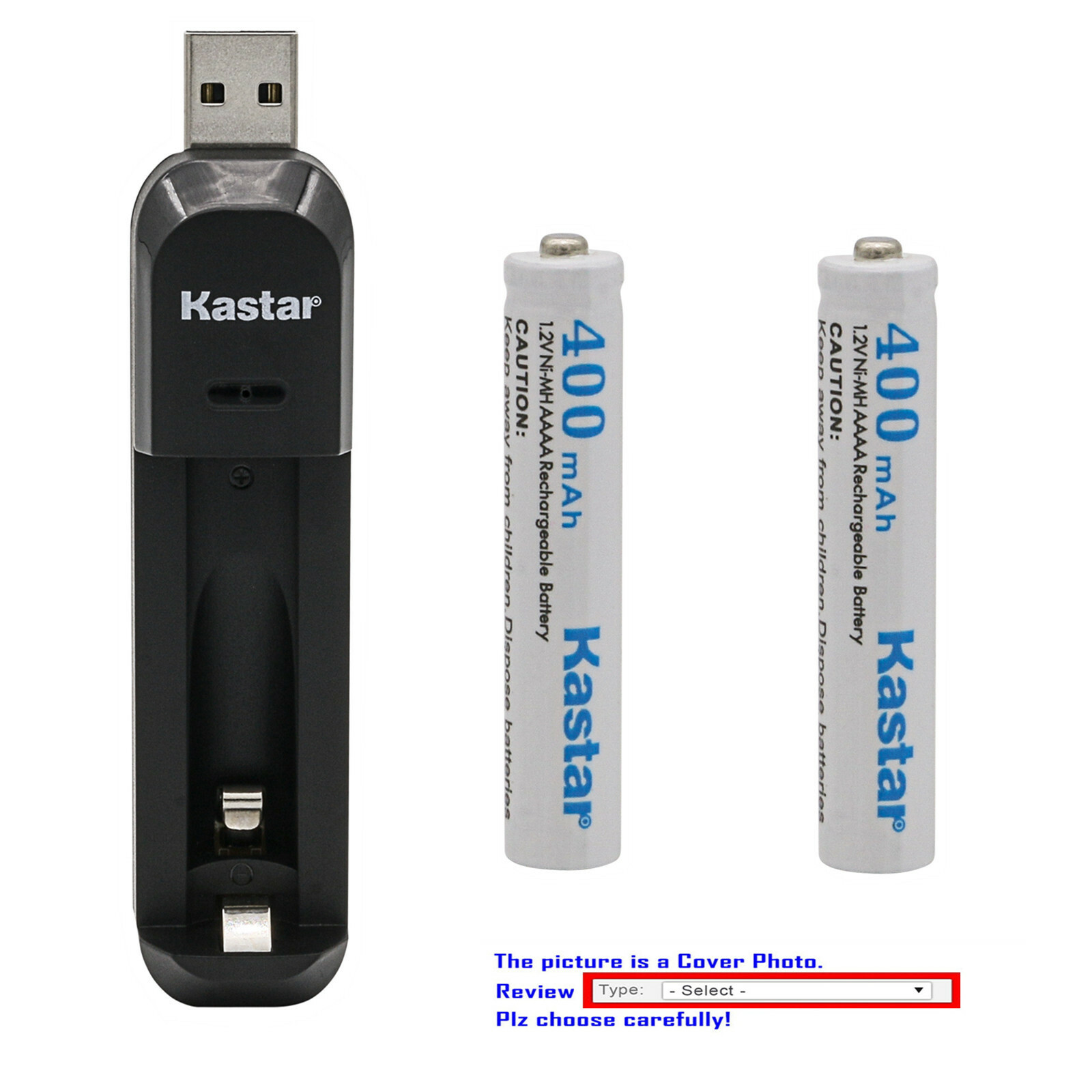 Kastar AAAA Battery USB Charger for Emergency Supplies, Household Electronics