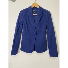 Victoria's Secret Single button Blazer Jacket 4 Blue Cotton Stretch Office Caree