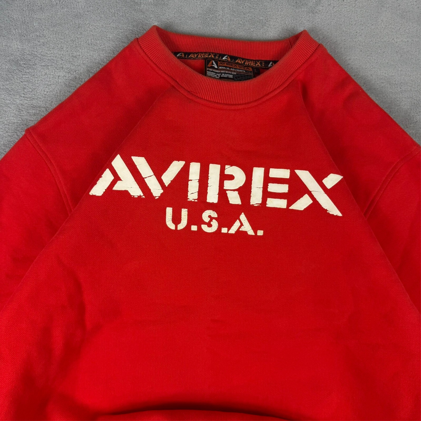 Vintage Avirex 1990's USA Red Heavyweight Size Large Pullover Sweatshirt image 4