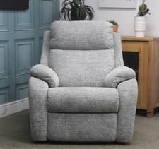 G PLAN KINGSBURY MANUAL RECLINING CHAIR IN GREY CHENILLE FABRIC. RRP £1334.