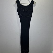 Carol Little Women’s Size Large Black Dress 30% Wool Fitted Beaded Sleeveless