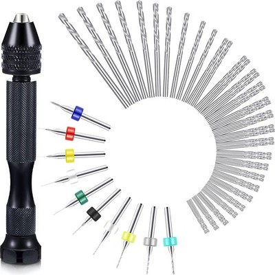 Mudder 57 Pieces Hand Drill Bits Set, 46 Pcs 0.1-1mm, Random Color Pcb 