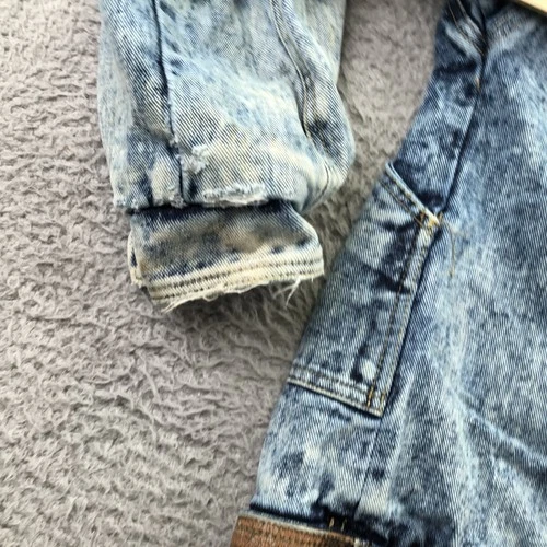Vintage Current Seen Jacket Mens Medium Blue Denim Acid Wash Military Lined image 11