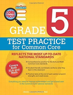 BARRON'S CORE FOCUS: GRADE 5 TEST PRACTICE FOR COMMON CORE By M. Lisa Hall VG