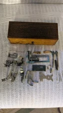 Antique Wheeler & Wilson Wooden Sewing Box Plus Attachments