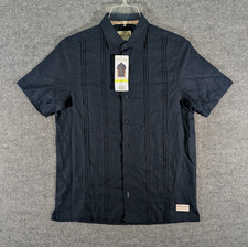 Scotch  Soda Linen Blend Men's Small Short Sleeve Button Shirt Navy Blue NWT