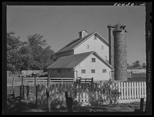 Photo:Marion Iowa 1941 Ranch Farm Barns Silo Fence