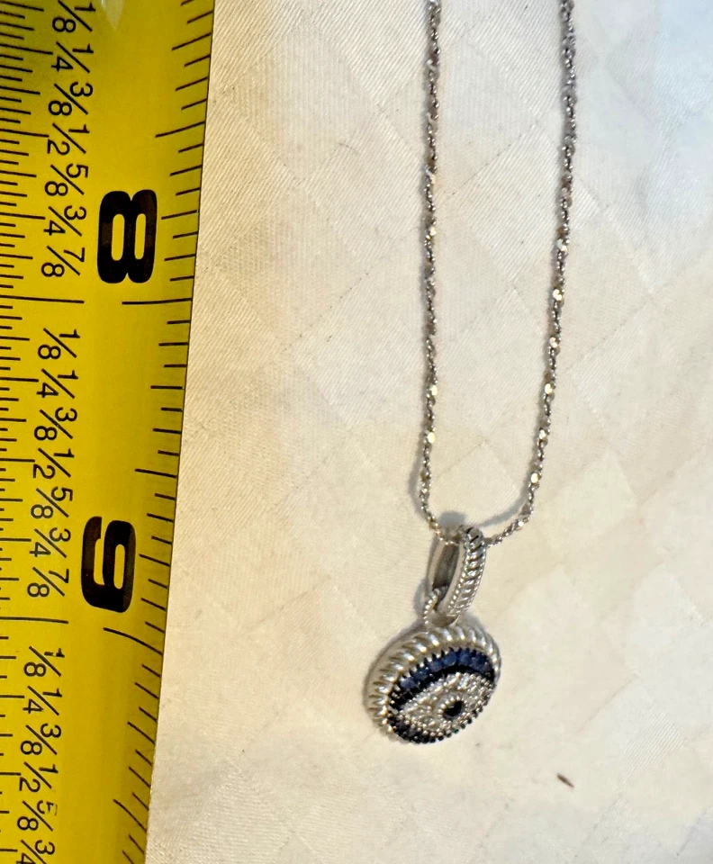 Colgante de plata de ley 925 de cristal de Swarovski y diamante mal de ojo 18,25" Foto 3 de 4