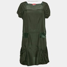 Prada Dark Green Silk Mini Dress M