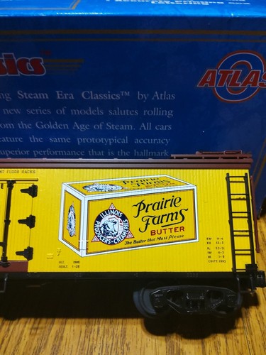 ATLAS 0, 3 RAIL, #8168-1, PRAIRIE FARMS BUTTER 40' WOODSIDED REEFER CAR. | Zustand: Used