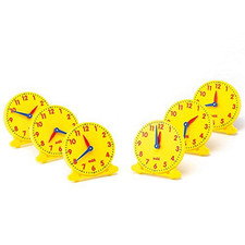 Educational Resources, 5", 12 Hour Student Clock, Set of 6, Multi, 211550